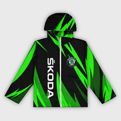 Ветровка с капюшоном женская SKODA Логотип Узор, цвет: 3D-белый