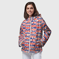 Ветровка с капюшоном женская СССР хроника паттерн, цвет: 3D-белый — фото 2