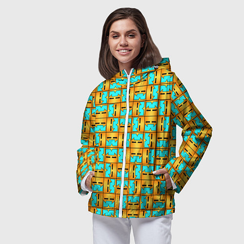 Женская ветровка GEOMETRY DASH CLASSIC FACE PATTERN КЛАССИКА / 3D-Белый – фото 3