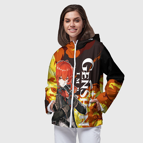 Женская ветровка ДИЛЮК ПИРО ВЗРЫВ DILUC / 3D-Белый – фото 3