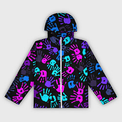 Ветровка с капюшоном женская Следы неоновых рук, цвет: 3D-белый