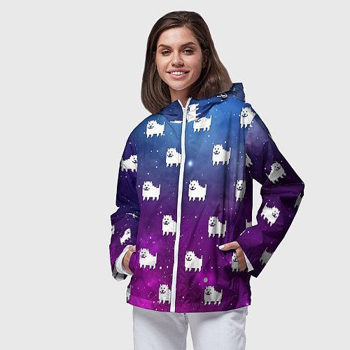Женская ветровка UNDERTALE DOGS PATTERN SPACE / 3D-Белый – фото 3