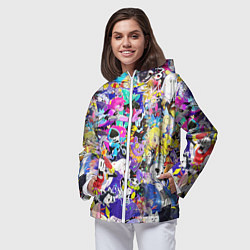 Ветровка с капюшоном женская UNDERTALE PATTERN HEROES, ВСЕ ГЕРОИ ИГРЫ, цвет: 3D-белый — фото 2