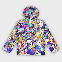Ветровка с капюшоном женская UNDERTALE PATTERN HEROES, ВСЕ ГЕРОИ ИГРЫ, цвет: 3D-черный