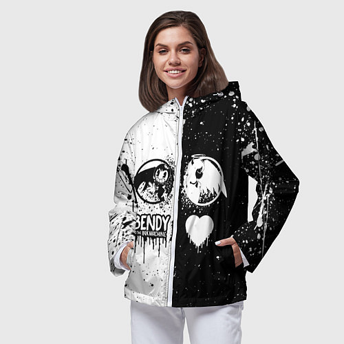 Женская ветровка BLACK AND WHITE BENDY AND THE INK MACHINE / 3D-Белый – фото 3