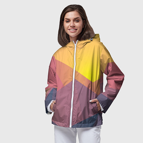 Женская ветровка Рассвет в горах искусства / 3D-Белый – фото 3