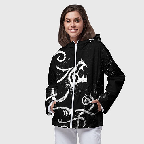 Женская ветровка ТАТУИРОВКА ДРАКЕНА WHITE AND BLACK / 3D-Белый – фото 3