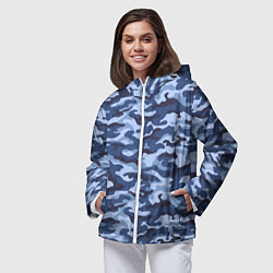 Ветровка с капюшоном женская Синий Камуфляж Camouflage, цвет: 3D-белый — фото 2