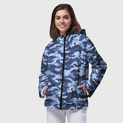 Женская ветровка Синий Камуфляж Camouflage / 3D-Черный – фото 3