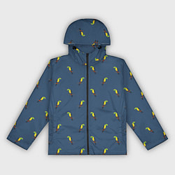 Ветровка с капюшоном женская Тукан паттерн, цвет: 3D-черный