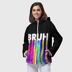 Ветровка с капюшоном женская BRUH Братан, цвет: 3D-белый — фото 2