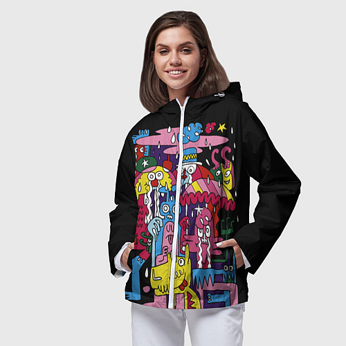 Женская ветровка Разноцветные монстры / 3D-Белый – фото 3