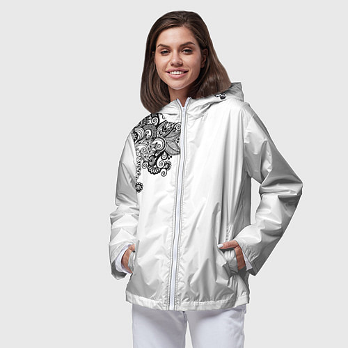 Женская ветровка Черно Белые КруЖева / 3D-Белый – фото 3