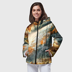 Ветровка с капюшоном женская Песчаный Космос, цвет: 3D-черный — фото 2
