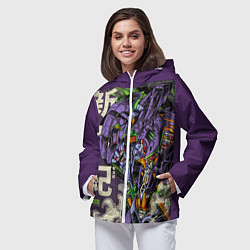 Ветровка с капюшоном женская Evangelion Eva-01, цвет: 3D-белый — фото 2