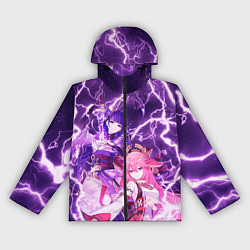 Ветровка с капюшоном женская Genshin Impact - Яэ и Эи, цвет: 3D-черный