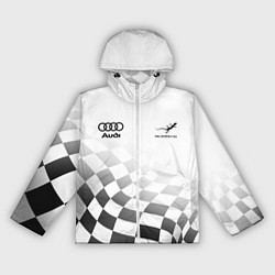 Ветровка с капюшоном женская Audi Quattro, Ауди Кватро, Финишный флаг, цвет: 3D-белый