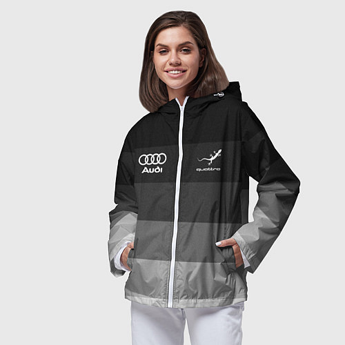 Женская ветровка Audi, Ауди Серый градиент / 3D-Белый – фото 3
