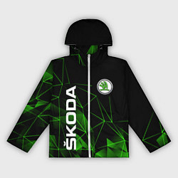 Ветровка с капюшоном женская Шкода, Skoda, Геометрия, цвет: 3D-белый