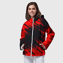 Ветровка с капюшоном женская Красная краска брызги, цвет: 3D-белый — фото 2