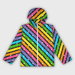 Ветровка с капюшоном женская Радужные полосы микс, цвет: 3D-белый