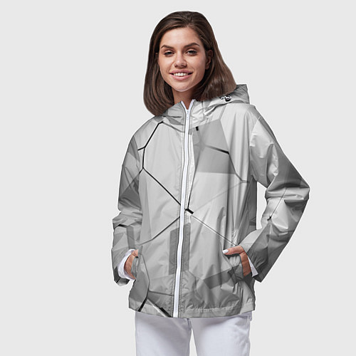 Женская ветровка БЕЛАЯ БРОНЯ СЕРАЯ БРОНЯ БЕЛЫЕ ПЛИТЫ / 3D-Белый – фото 3