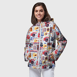 Ветровка с капюшоном женская Рок Музыкант, цвет: 3D-белый — фото 2