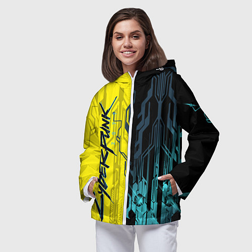Женская ветровка CYBERPUNK 2077 Логотип / 3D-Белый – фото 3