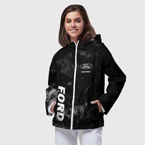 Женская ветровка Ford, Форд, Серый фон / 3D-Белый – фото 3