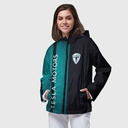 Ветровка с капюшоном женская Tesla - Motors auto, цвет: 3D-черный — фото 2