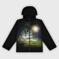 Ветровка с капюшоном женская Рыба в лесу, цвет: 3D-черный