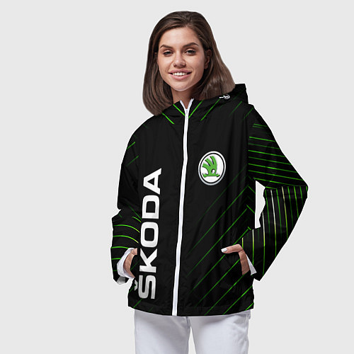 Женская ветровка Skoda Шкода Полосы / 3D-Белый – фото 3