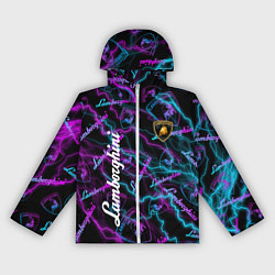 Ветровка с капюшоном женская Lamborghini Неоновые молнии, цвет: 3D-белый