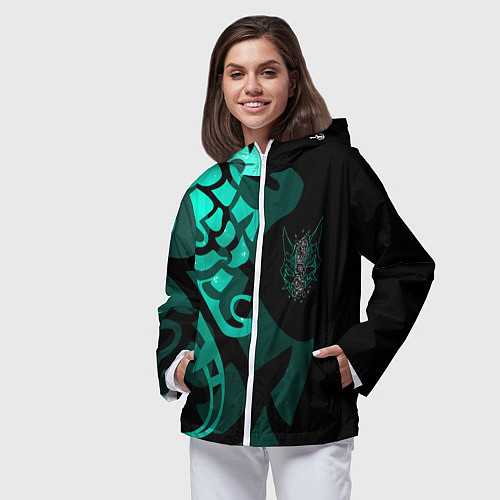 Женская ветровка МАСКА И ТАТУИРОВКА СЯО XIAO ГЕНШИН / 3D-Белый – фото 3