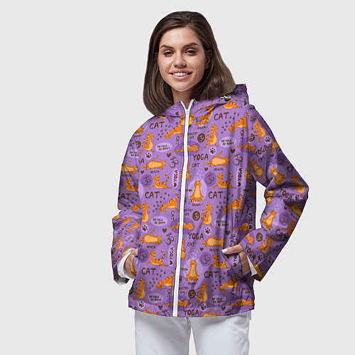 Женская ветровка Кошачья Йога / 3D-Белый – фото 3