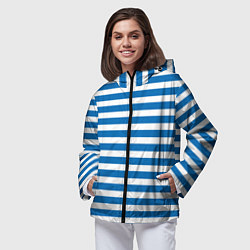 Ветровка с капюшоном женская ТЕЛЬНЯШКА ВДВ В ПОЛОСКУ, цвет: 3D-черный — фото 2