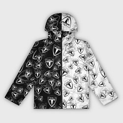 Ветровка с капюшоном женская TESLA BLACK AND WHITE LOGO PATTERN, цвет: 3D-черный