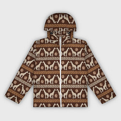 Ветровка с капюшоном женская Жирафы Африка паттерн, цвет: 3D-белый