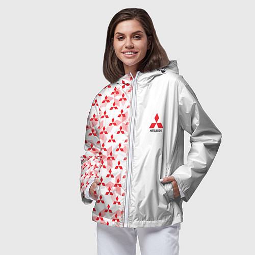 Женская ветровка Mitsubishi Mini logo Half pattern / 3D-Белый – фото 3