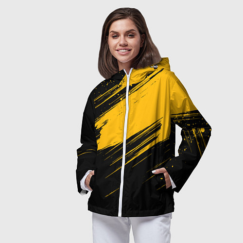 Женская ветровка Black and yellow grunge / 3D-Белый – фото 3