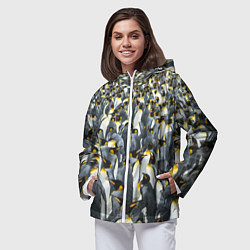 Ветровка с капюшоном женская Пингвины Penguins, цвет: 3D-белый — фото 2