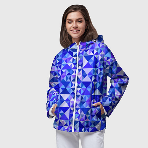 Женская ветровка Камуфляж спортивный Призма - Лагуна / 3D-Белый – фото 3