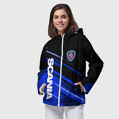 Женская ветровка SCANIA ЧЕРНО СИНИЙ / 3D-Белый – фото 3