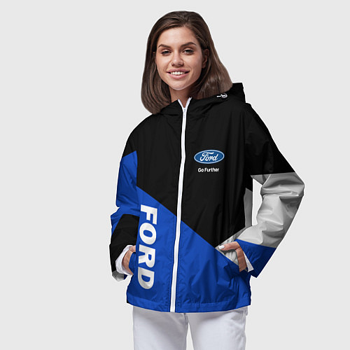 Женская ветровка FORD ФОРД ЧЕРНЫЙ СИНИЙ БЕЛЫЙ / 3D-Белый – фото 3