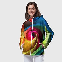 Ветровка с капюшоном женская Роза fashion 2022, цвет: 3D-белый — фото 2