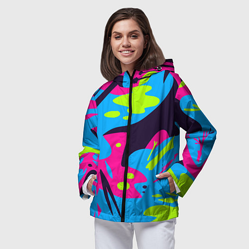 Женская ветровка Color abstract pattern Summer / 3D-Черный – фото 3