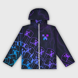 Ветровка с капюшоном женская Minecraft CREEPER NEON, цвет: 3D-белый
