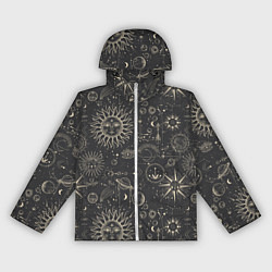 Ветровка с капюшоном женская Небесные тела, созвездия, солнце, космос, мистика, цвет: 3D-белый