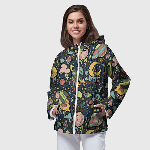 Женская ветровка Космос планеты / 3D-Белый – фото 3