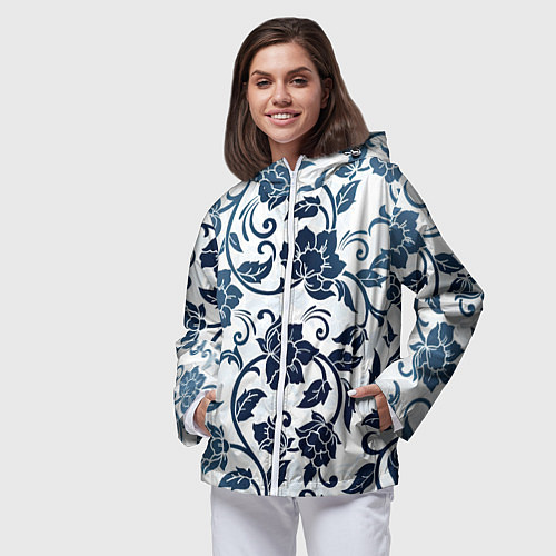 Женская ветровка Гжелевые цветы / 3D-Белый – фото 3